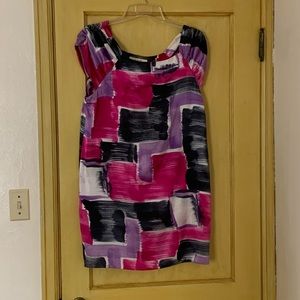 BB Dakota Silk Shift Dress Abstract Print Size Large